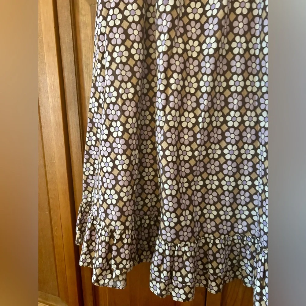 Gymboree Girl’s Sz 12 Brown and Purple Floral 100% Cotton Boho Ruffled Skirt
